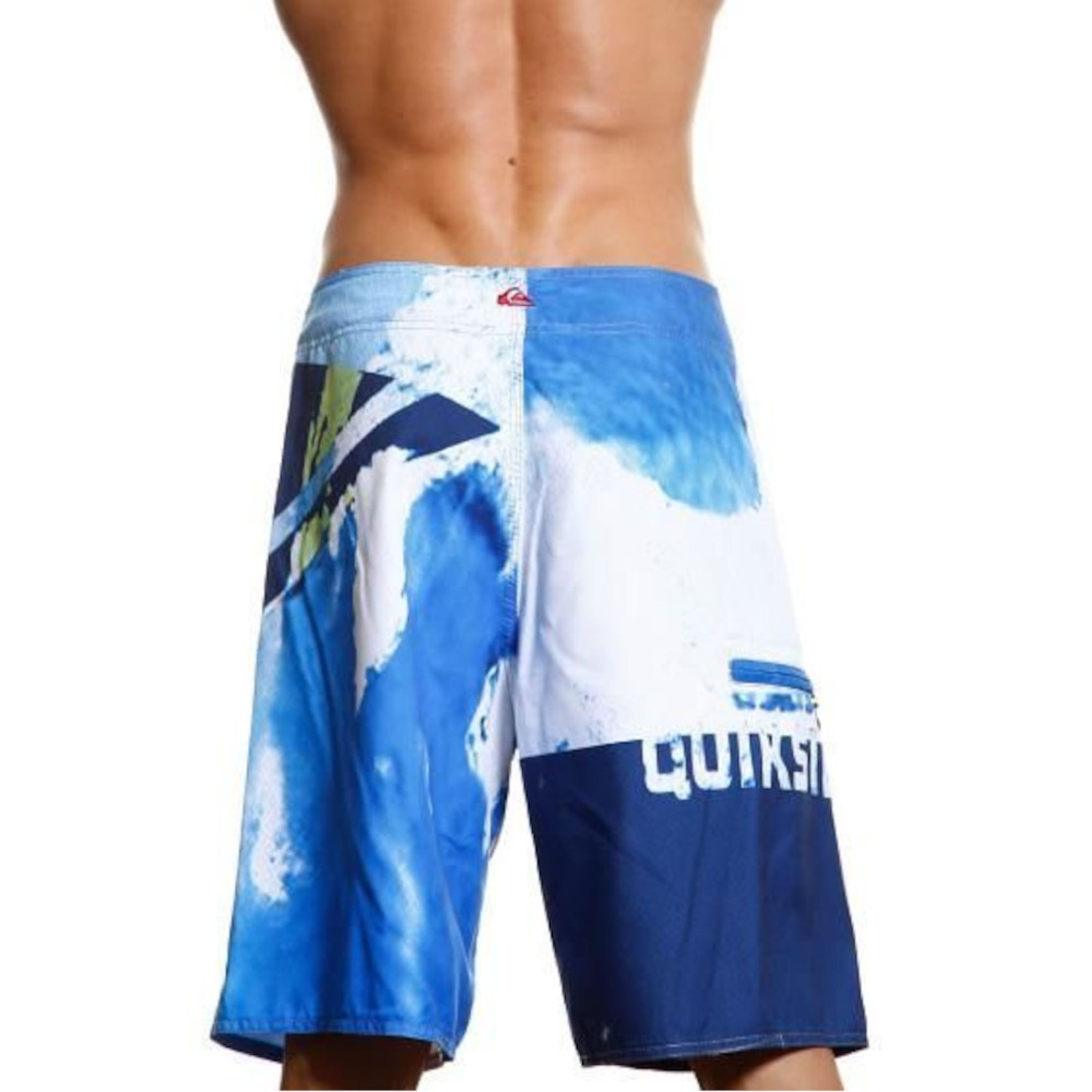 Мужские пляжные шорты QUIKSILVER бело-голубые с бирюзовым принтом фото 2