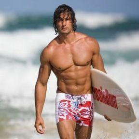 Фото Мужские плавательные шорты белые с красной вставкой AussieBum Shorts Combi