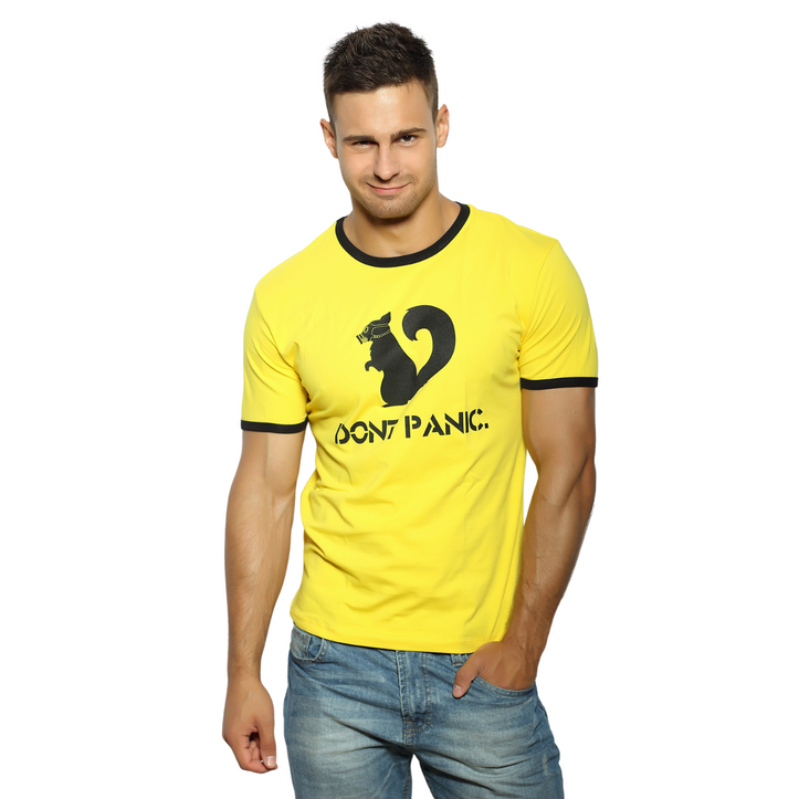 Мужская футболка желтая с принтом Scandaloso Белка 060123m-EP 