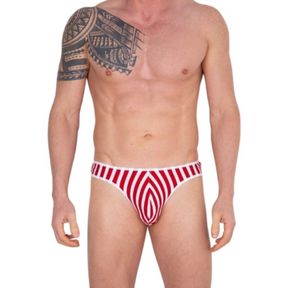 Фото Мужские трусы тонги белые в красную полоску Cosmos Colors  FC10_RW 