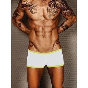 Фото Мужские трусы хипсы белые с салатовой окантовкой Wild Milk Neon Stripes Boxer White