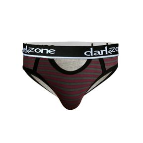 Фото Мужские трусы брифы с вырезом серые в бордовую полоску DARKZONE DZN6262