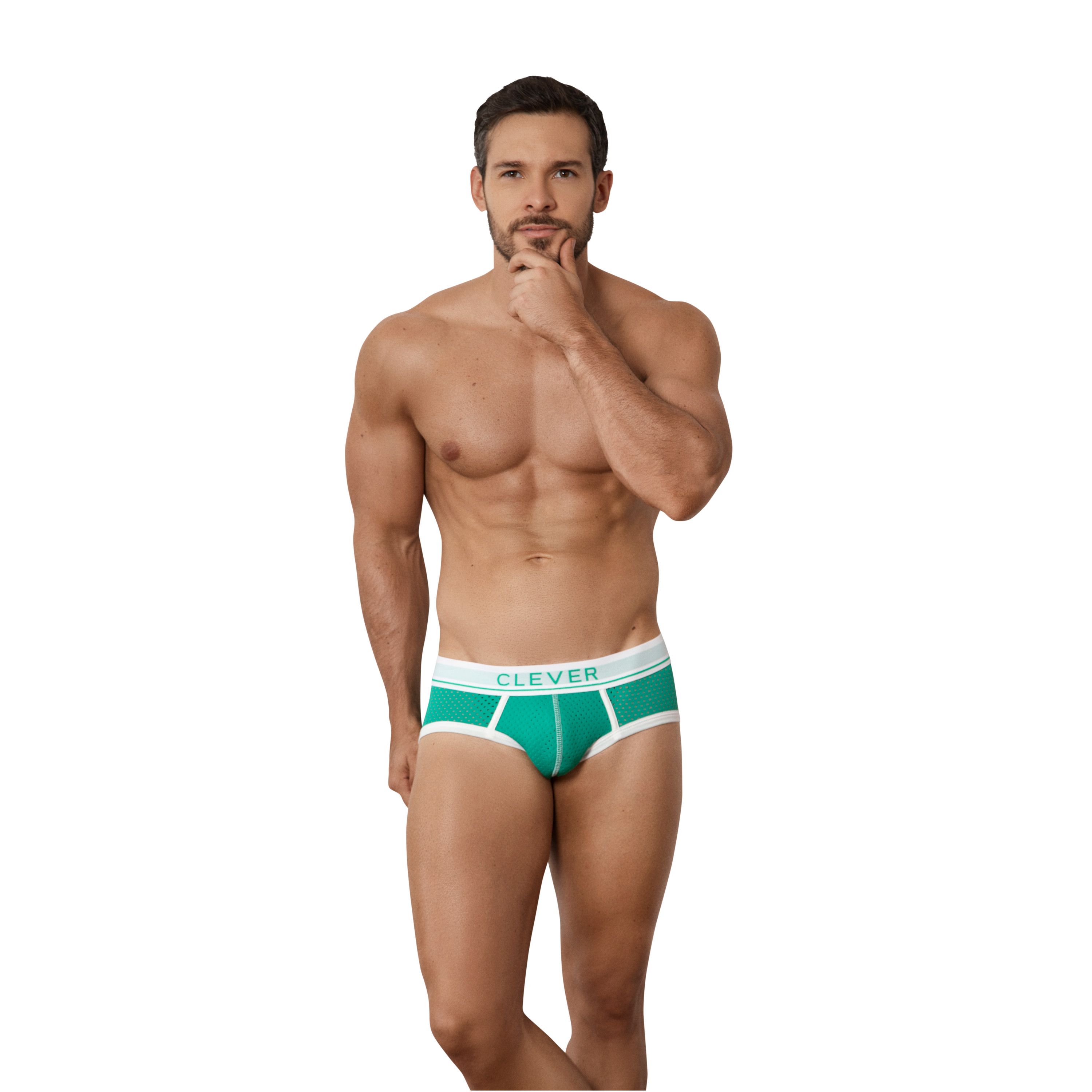 Мужские трусы брифы зеленые Clever Moda POWER PIPING BRIEF 155810 фото 1