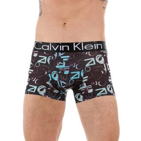 Фото Мужские трусы боксеры черные с разноцветными символами Calvin Klein