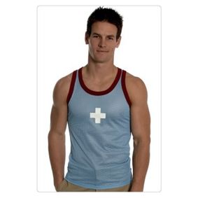 Фото Майка спортивная в сетку голубая Andrew Christian Sport Mesh Tank Blue AC16