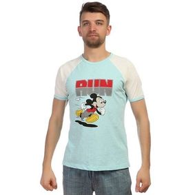 Фото Мужская футболка голубая с белыми рукавами Mickey Run D&G