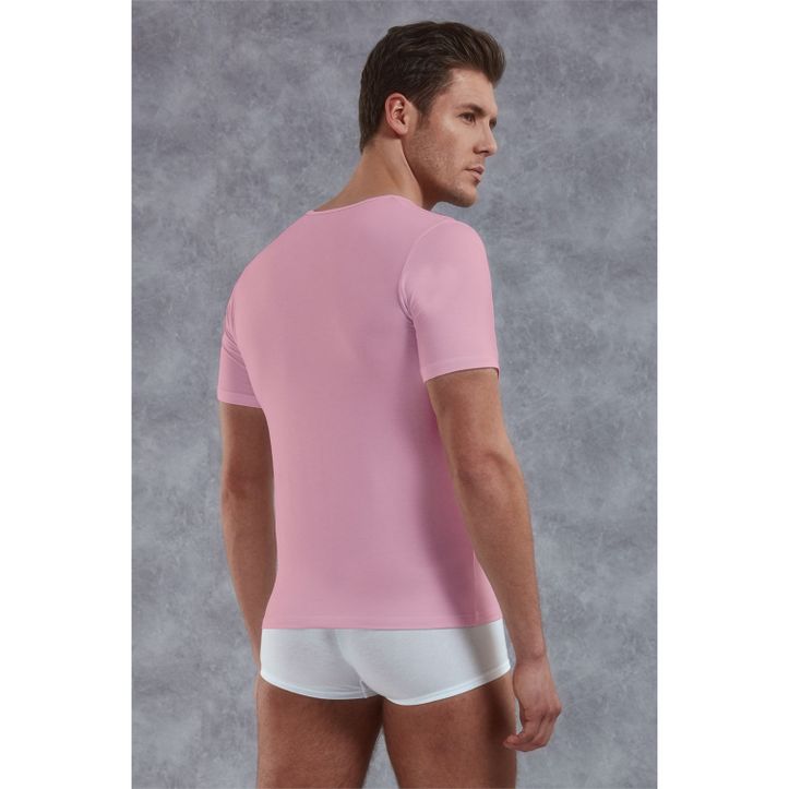 Мужская футболка с глубоким вырезом розовая Doreanse  2820 фото 2