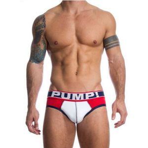 Фото Мужские трусы брифы в сетку красные с белой вставкой PUMP! H389-8