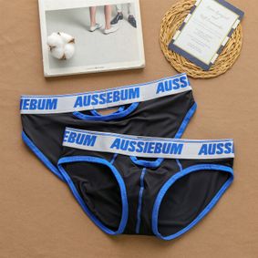 Фото Мужские трусы слипы черные с вырезом в сеточку AussieBum