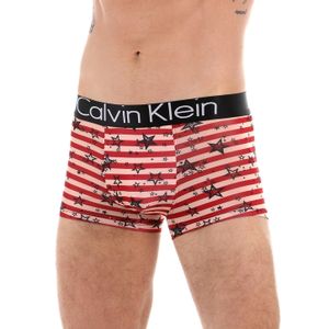 Фото Мужские трусы боксеры красные в полоску с черной резинкой Calvin Klein 