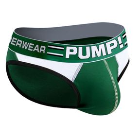 Фото Мужские трусы слипы зеленые с белыми вставками PUMP! MP221-19