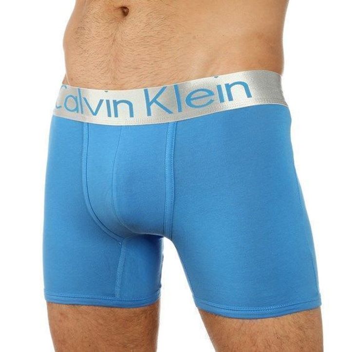 Мужские трусы боксеры удлиненные голубые Calvin Klein Steel Boxer 