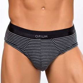 Фото Мужские трусы слипы серые в черную полоску Opium Brief R-110