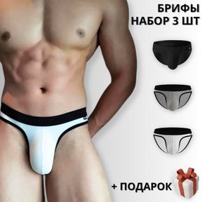 Фото Набор мужских трусов брифов 3в1+ПОДАРОК ROMEO ROSSI RR2081-02
