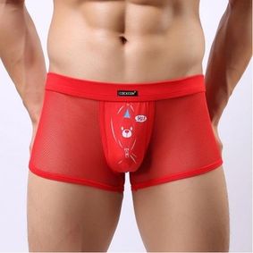 Фото Мужские трусы боксеры красные в сетку с рисунком Cockcon Unzip-Me Boxer Red 850