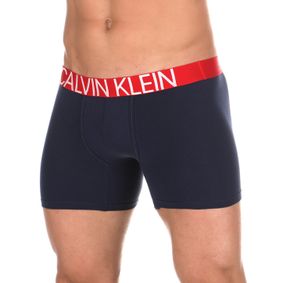 Фото Мужские трусы боксеры темно-синие с красной резинкой Calvin Klein