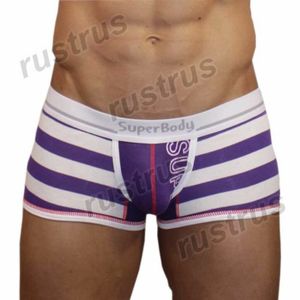 Фото Мужские трусы хипсы белые с фиолетовыми полосками Superbody