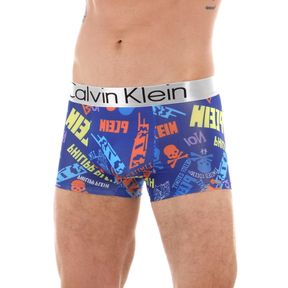 Фото Мужские трусы синие с разноцветными надписями Calvin Klein 