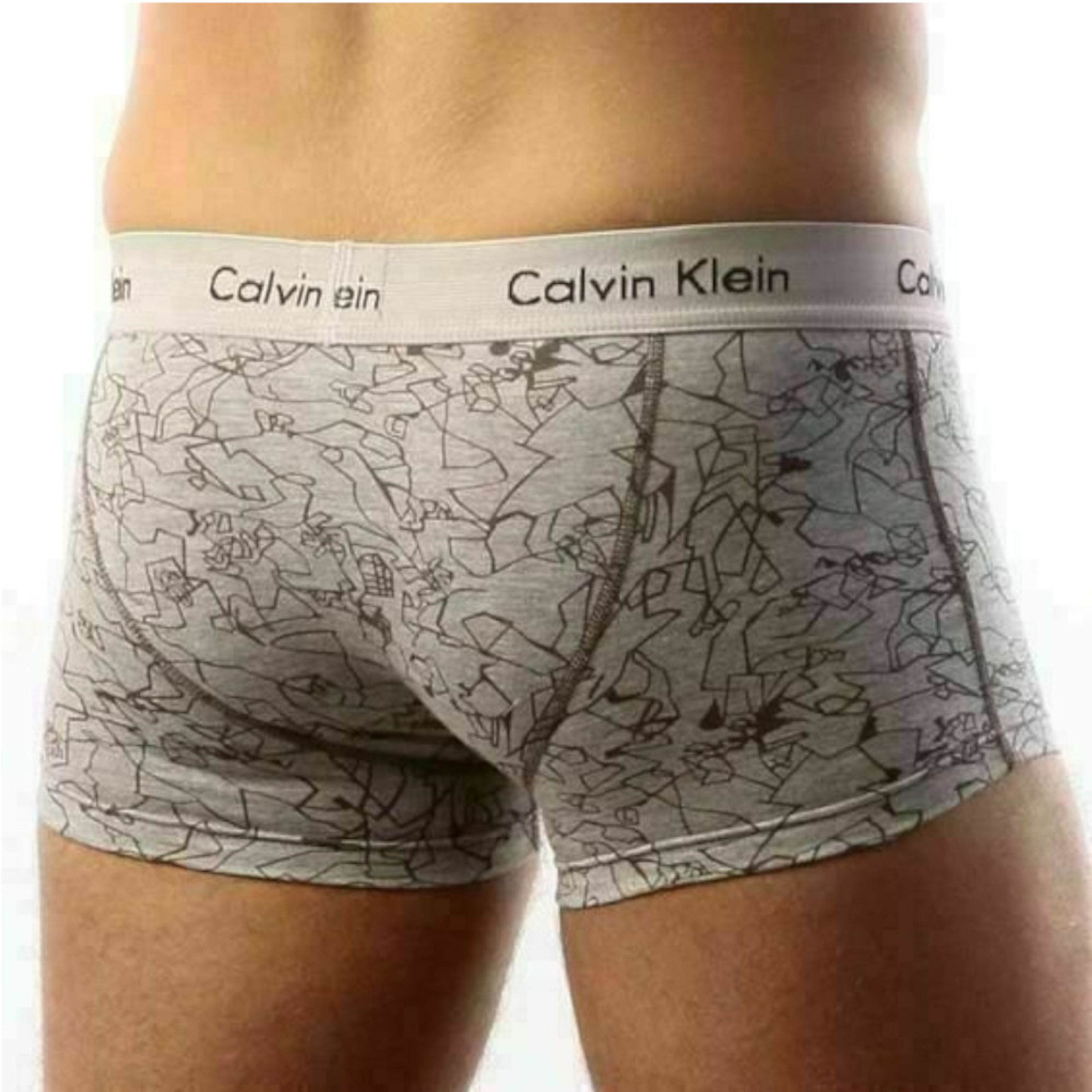 Мужские трусы боксеры Calvin Klein 365 Line серые Print фото 3