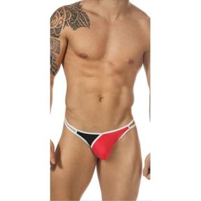 Фото Мужские трусы стринги красные с черной вставкой Romeo Rossi RR1040-8