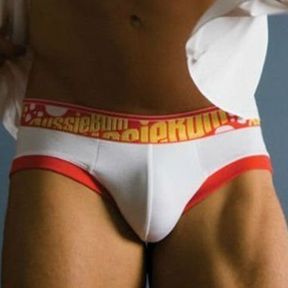 Фото Мужские трусы брифы белые Aussiebum Flaunt Brief Red & White AB00115
