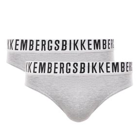 Фото Мужские трусы брифы серые набор 2 в 1 Bikkembergs ESSENTIAL BKK1USP01BI/2