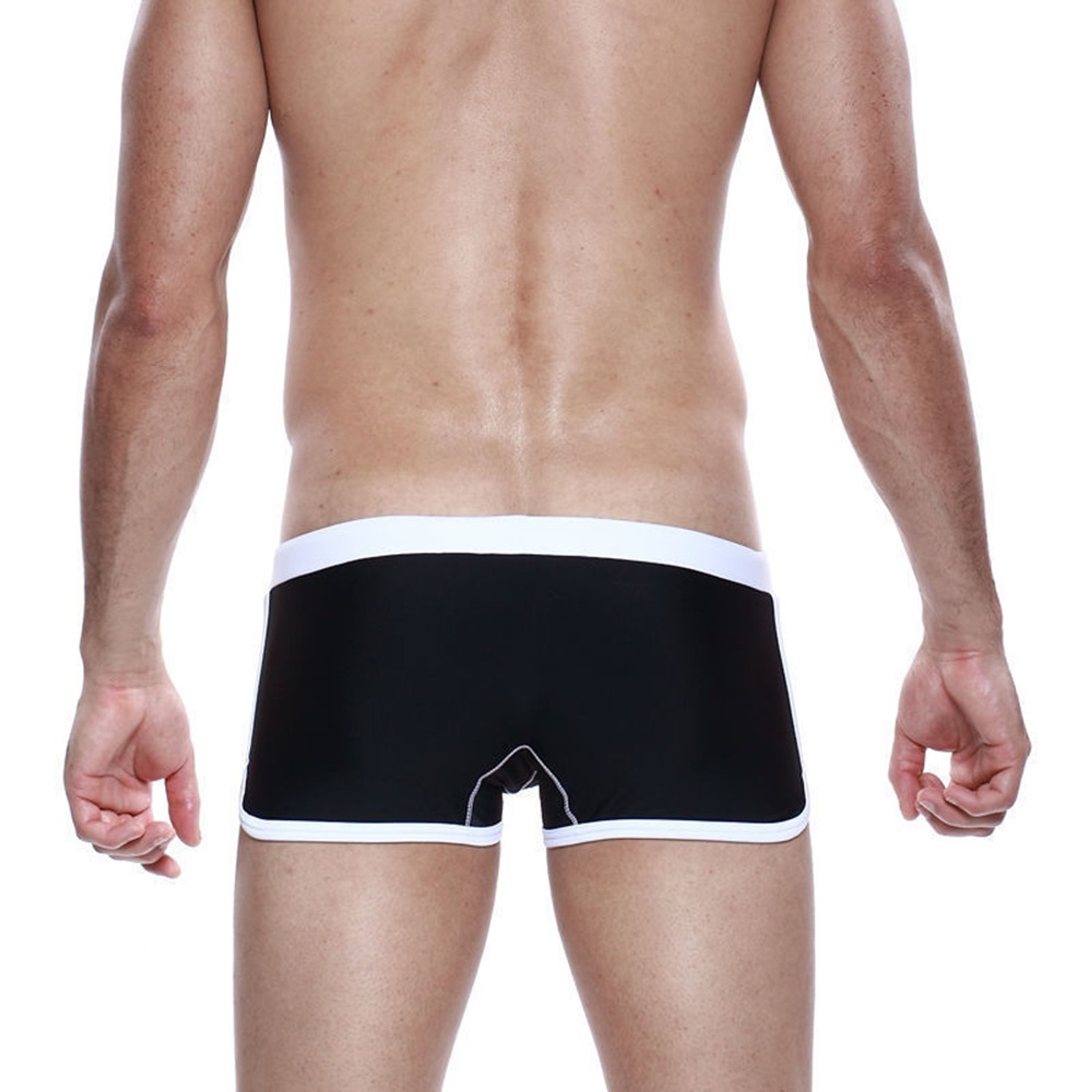 Мужские плавки боксеры  черные  с белым поясом Seobean Surf Swim Boxers фото 3