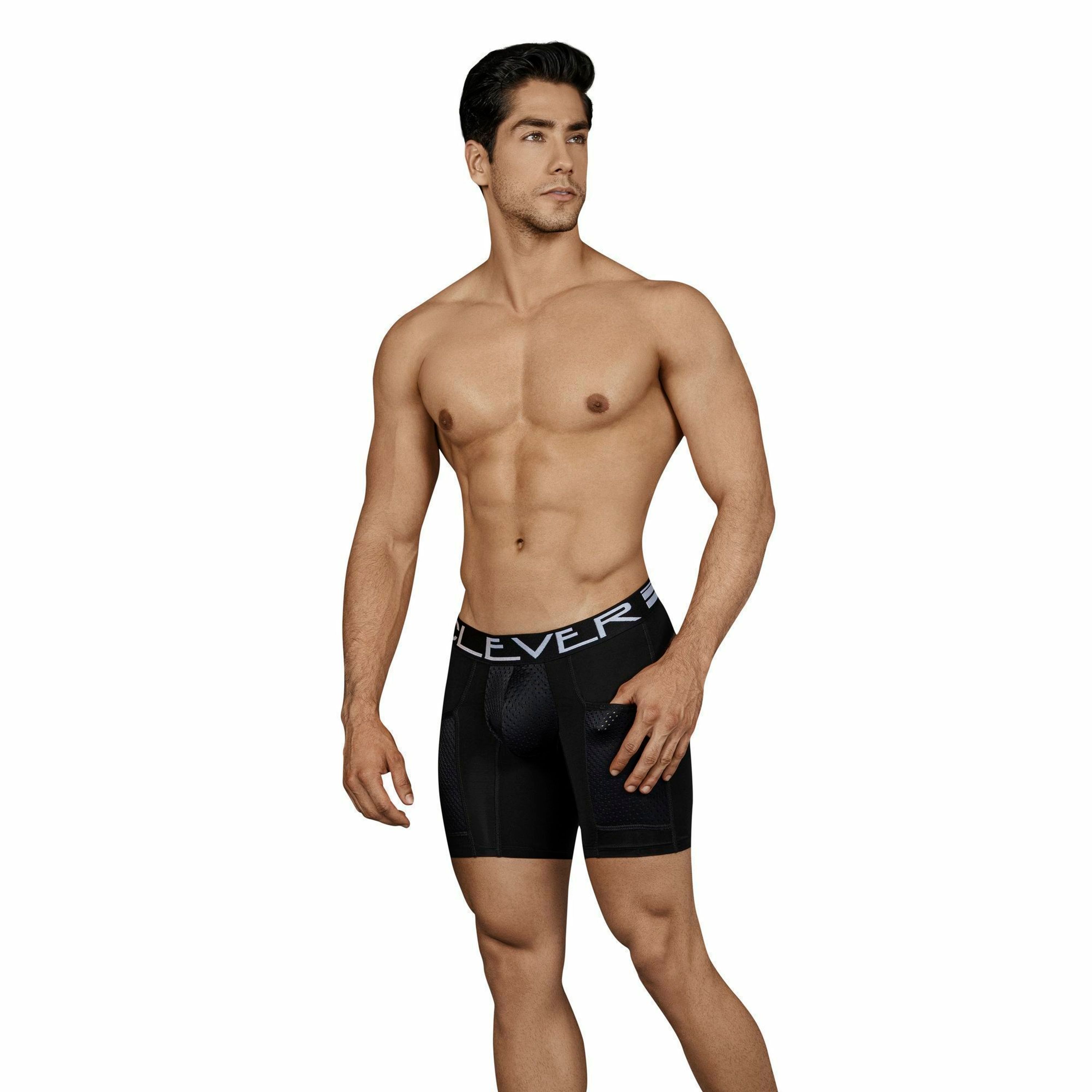 Мужские трусы боксеры черные Clever Moda CONNECTION LONG BOXER 015311 фото 1