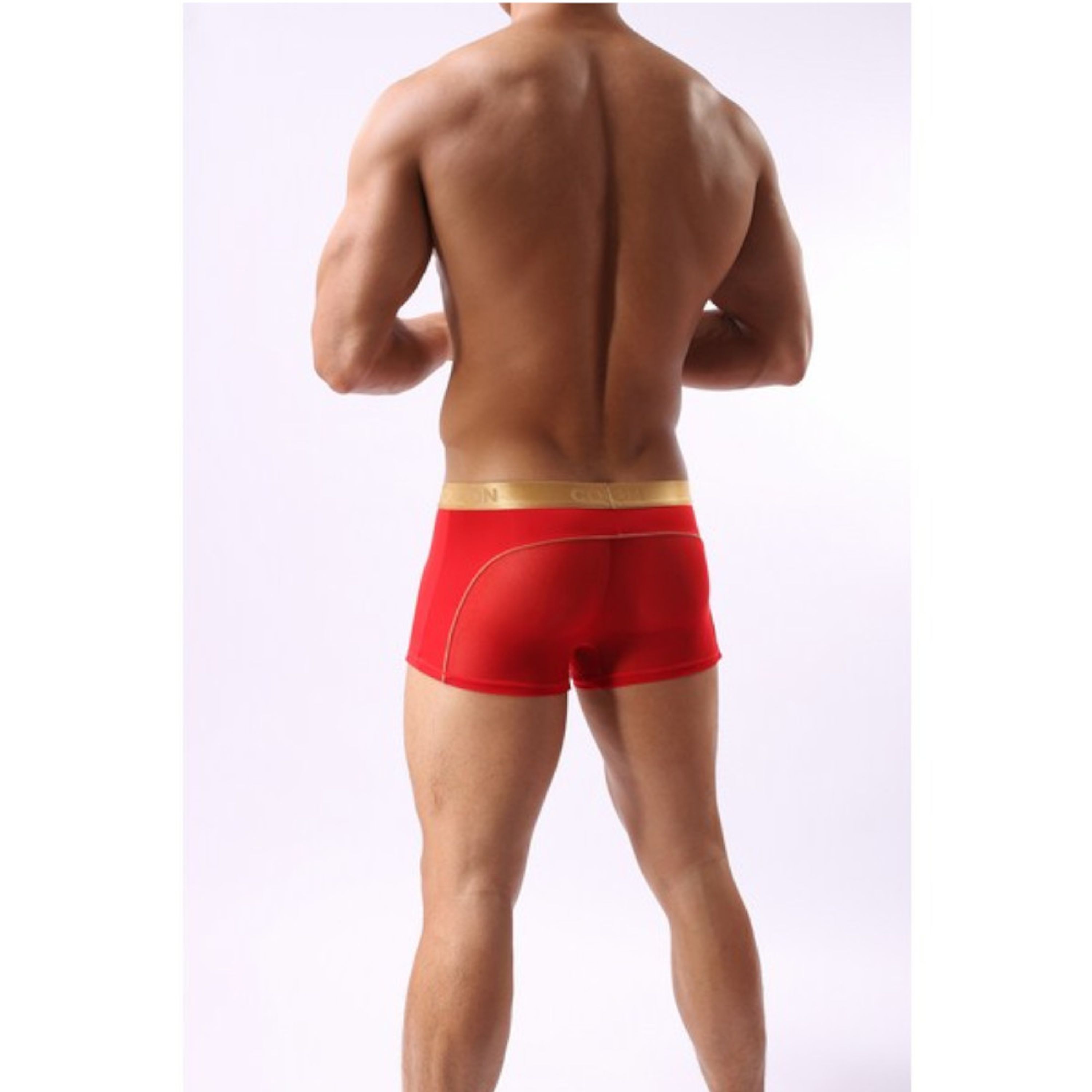 Мужские трусы боксеры с золотым поясом Cockon Boxer Red 828 фото 1