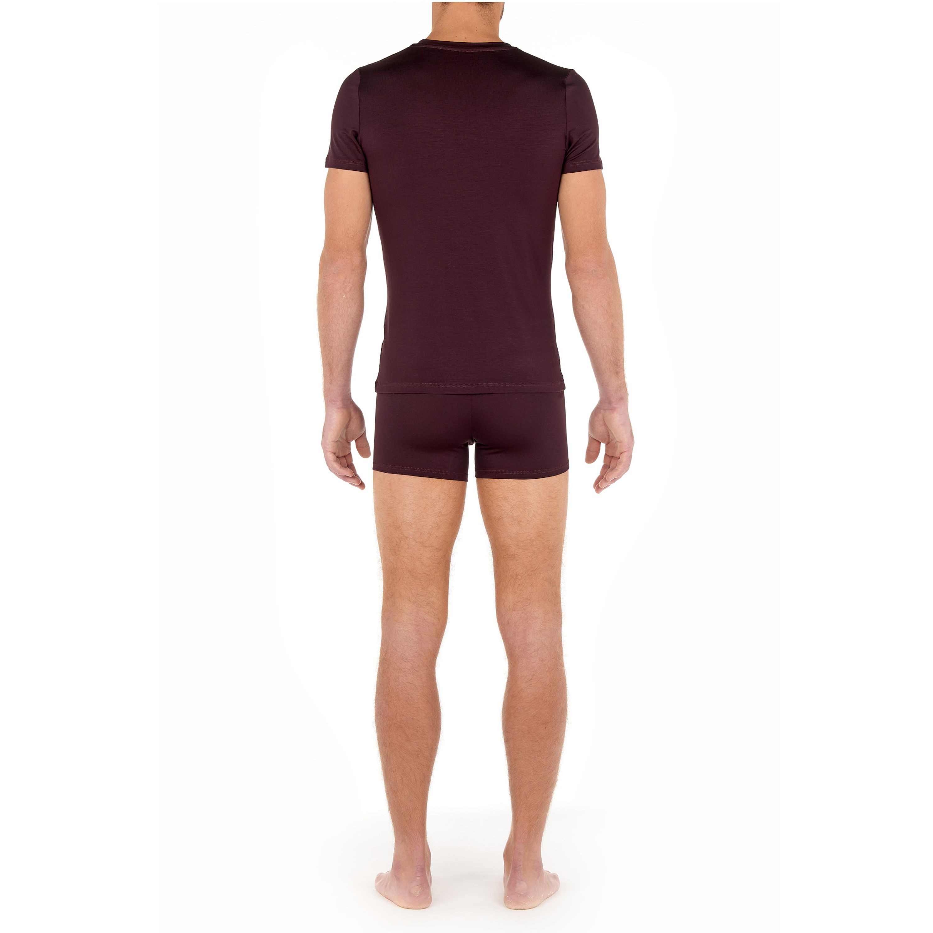 Мужская футболка бордовая HOM TENCEL SOFT Tee-Shirt V Neck 402466_4000ZQ фото 3