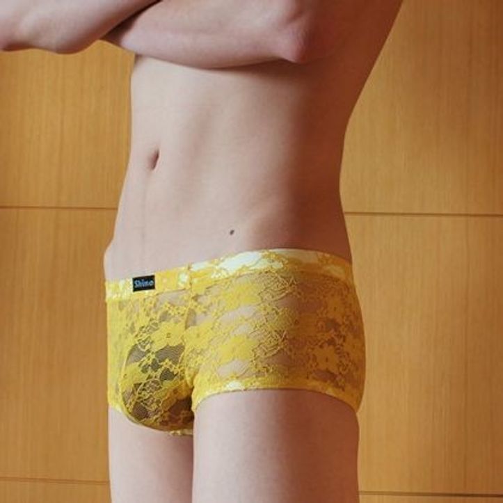 Мужские трусы хипсы прозрачные желтые Shino Lace Yellow Boxer  фото 2