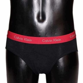 Фото Мужские трусы брифы черные с красной резинкой Calvin Klein CK00486