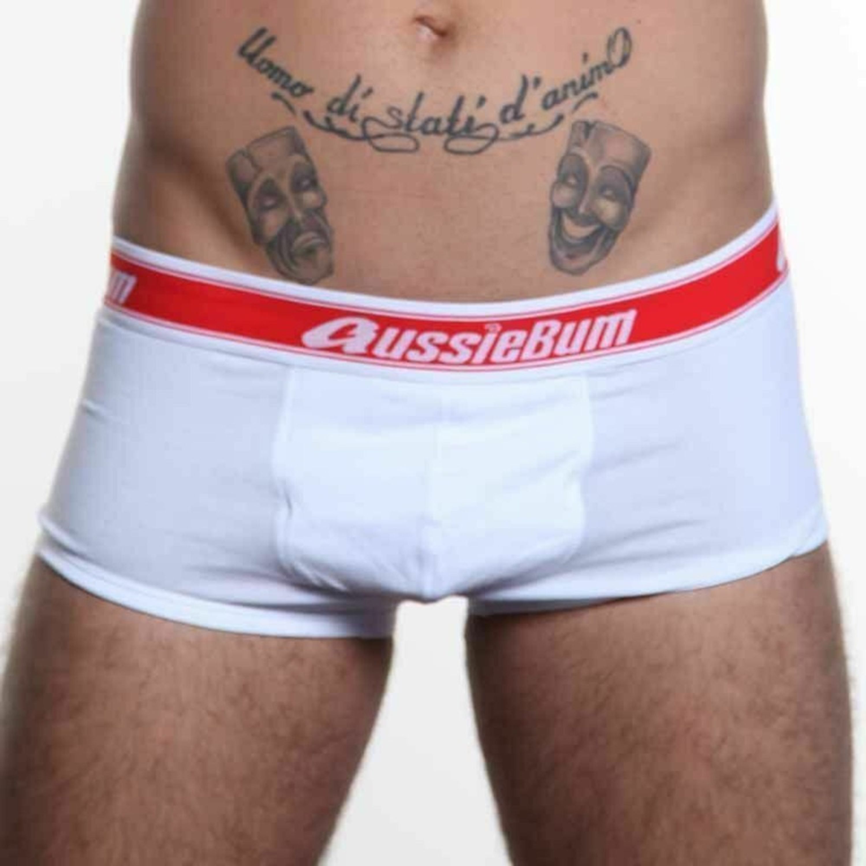 Мужские трусы хипсы белые с красной резинкой Aussiebum AB00154 фото 2