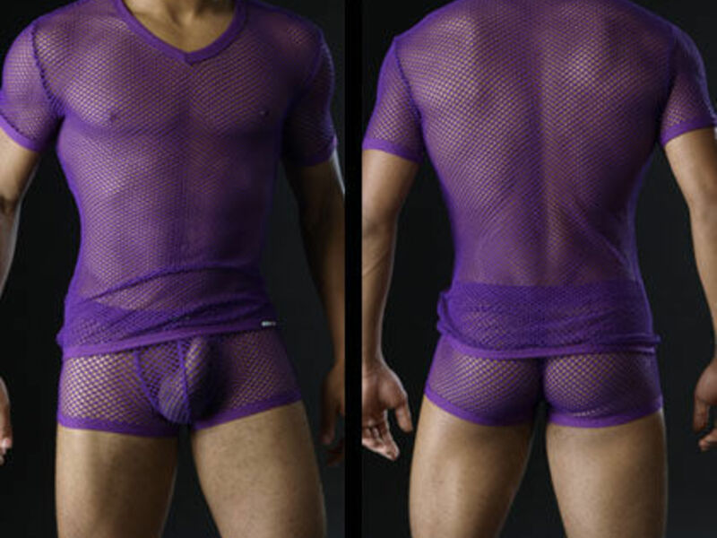 Мужская футболка в сетку фиолетовая Manstore Micropo Plum T-Shirt 3692
