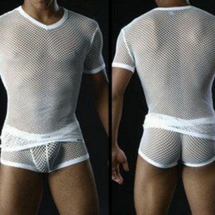 Мужская футболка в сетку белая Manstore Micropo White T-Shirt 3694