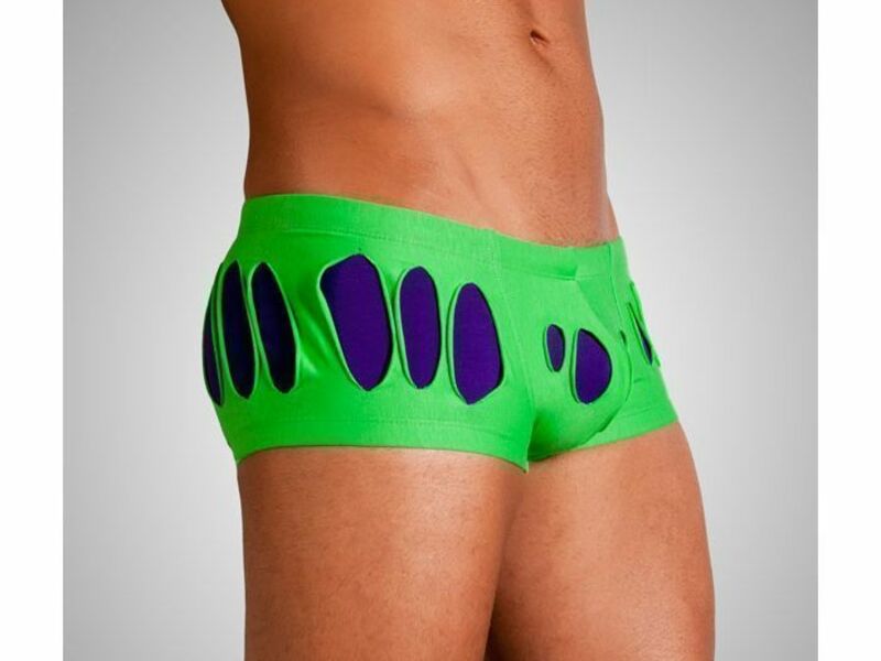 Мужские трусы хипсы зеленые с фиолетовыми вставками Wild Milk Wonderland Hip Boxer Green 5105
