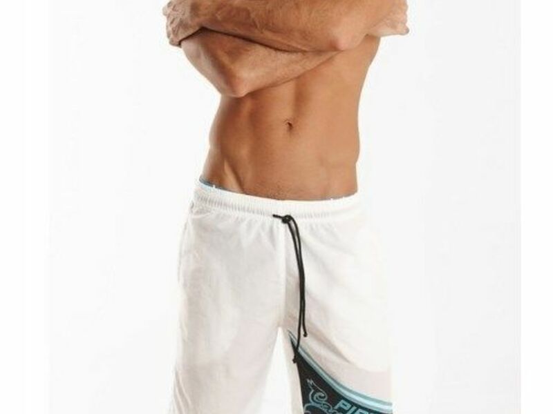 Мужские шорты белые пляжные Asitoo White Pipe Beach Shorts 13727