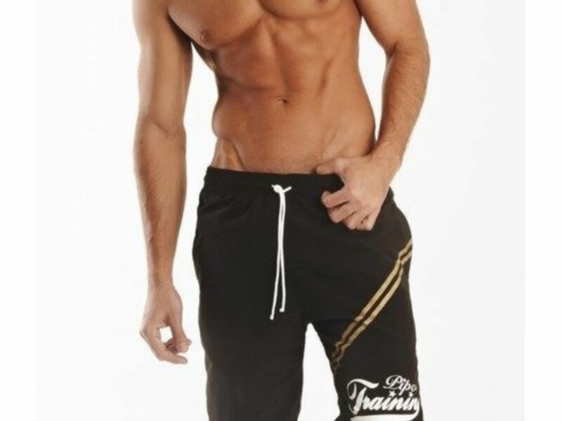 Мужские шорты черные  пляжные Asitoo Black Training Pipe Beach Shorts 13730