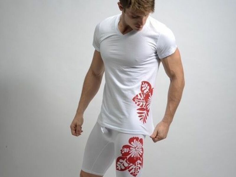 Мужская футболка белая с красным узором Shino White 16690