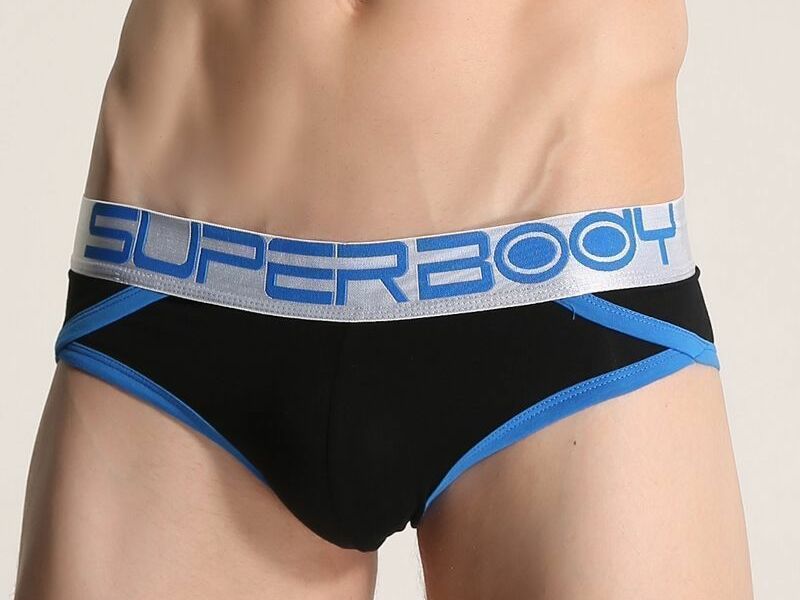 Мужские трусы брифы черные с серебристой резинкой Superbody Black Brief 16815