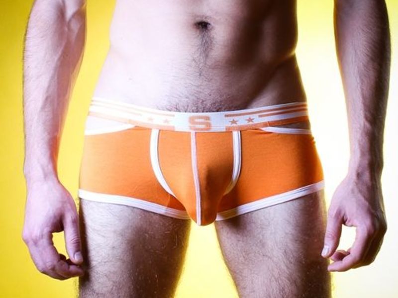 Мужские трусы хипсы с вырезами по бокам оранжевые Seeinner Orange Boxer 17275