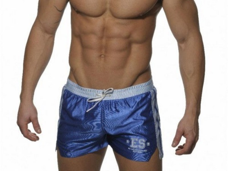 Мужские спортивные шорты синие с голубым поясом ES Collection SHORTS  BLUE WHITE 18416
