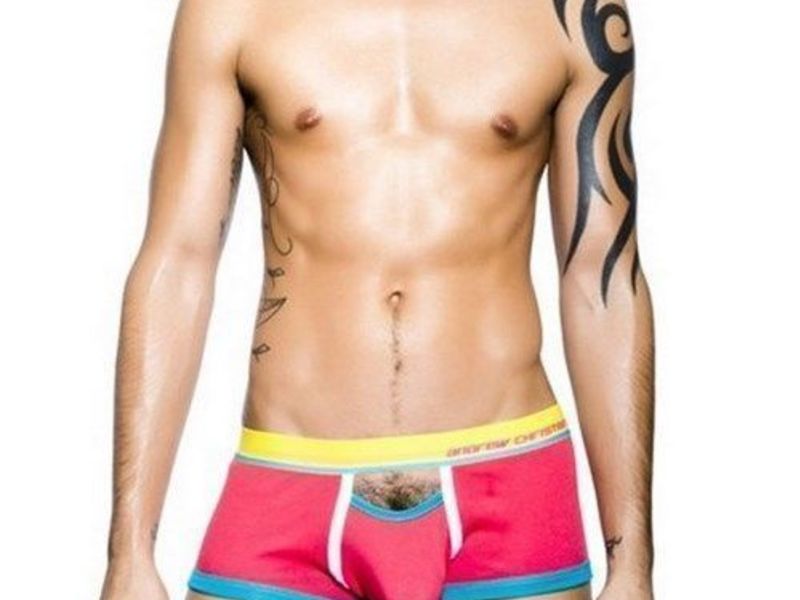 Мужские трусы хипсы с вырезом розовые Andrew Christian Bright Trunks AC9561 22519