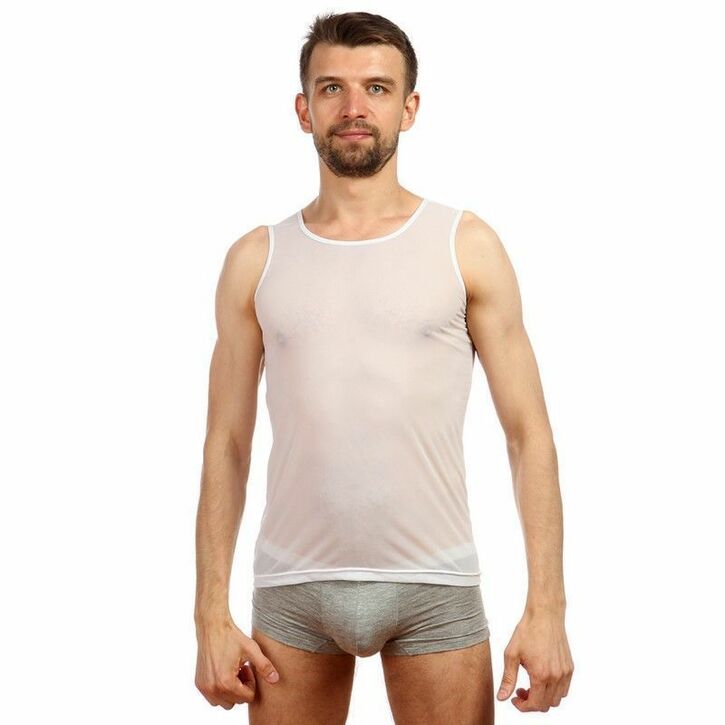 Мужская майка в мелкую сетку белая  Manstore Micropo White Tank  23206