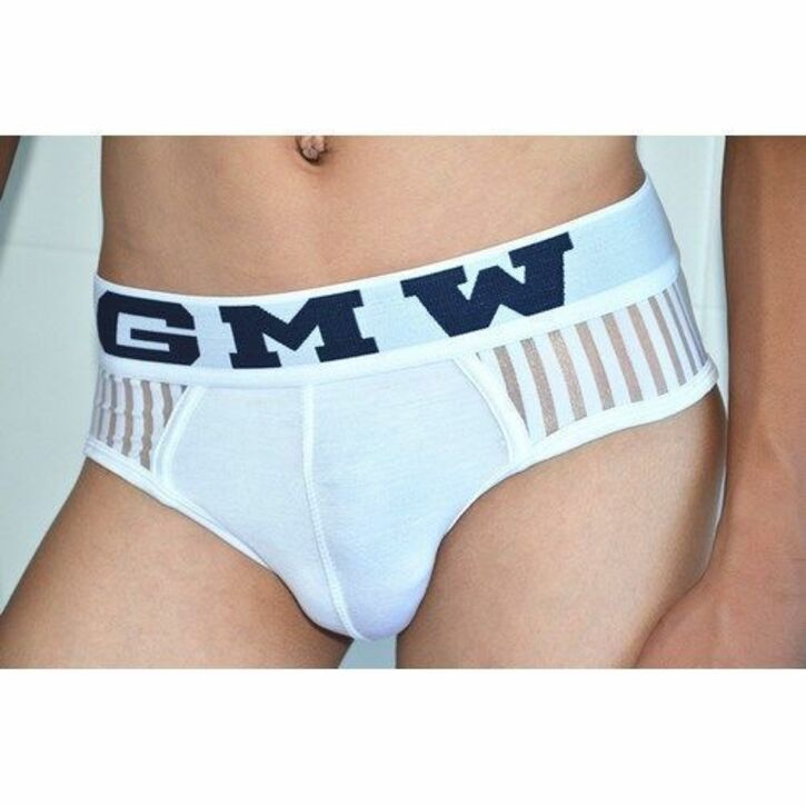Мужские трусы брифы прозрачные Белые GMW See-It Briefs 29169