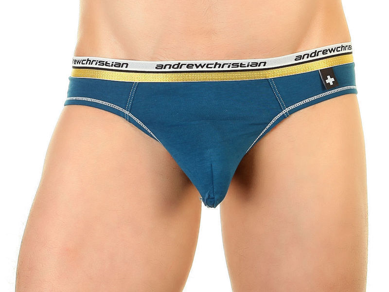 Мужские трусы слипы темно-бирюзовые Andrew Christian Vibe Dark Navy  086 29554