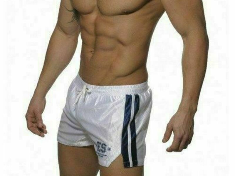 Мужские спортивные шорты белые - с синими полосами ES Collection SHORTS WHITE BLUE 42443