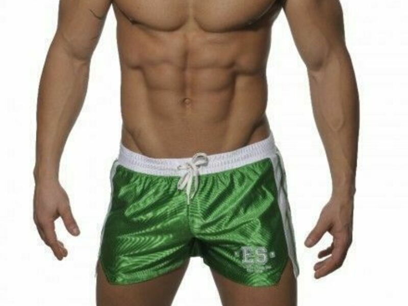 Мужские спортивные шорты зеленые с белым поясом ES Collection SHORTS GREEN - WHITE 42445
