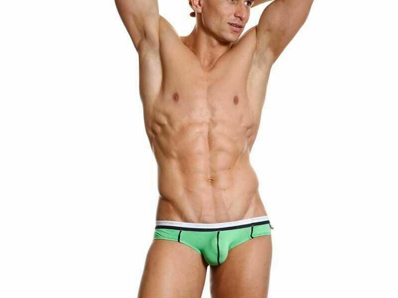 Мужские трусы слипы зеленые Andrew Christian V Slim Holiday Brief Green 42740