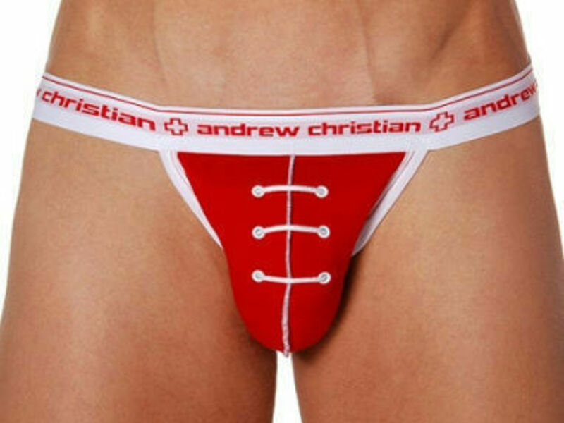 Мужские трусы джоки Andrew Christian Red Football Jockstrap  42786